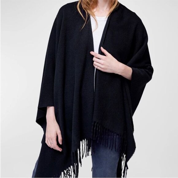 NEW Rag & Bone Cashmere Fringe Poncho in black - Picture 4 of 13